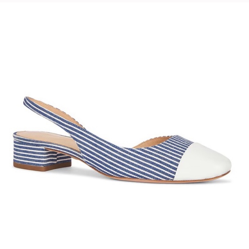 8. Veronica Beard $375 CECILE PINSTRIPE SLINGBACK SHOES - Picture 2 of 3